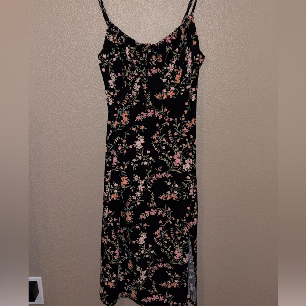 Inspired Hearts Black Floral Midi Dress